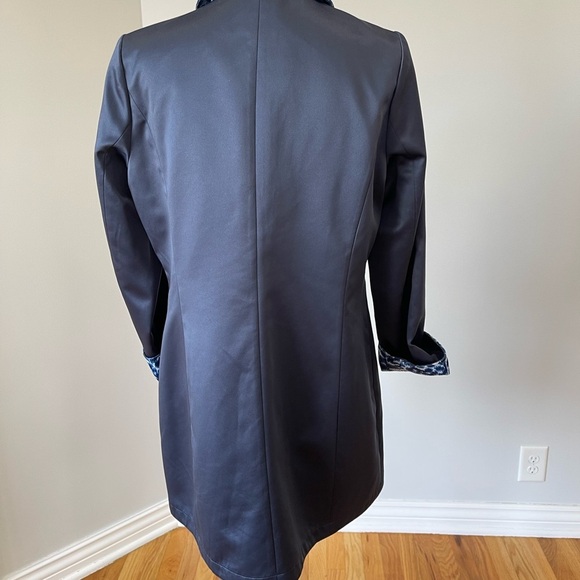 Dennis by Dennis Basso blue and leopard cheetah reversible dress coat size S - Picture 10 of 16